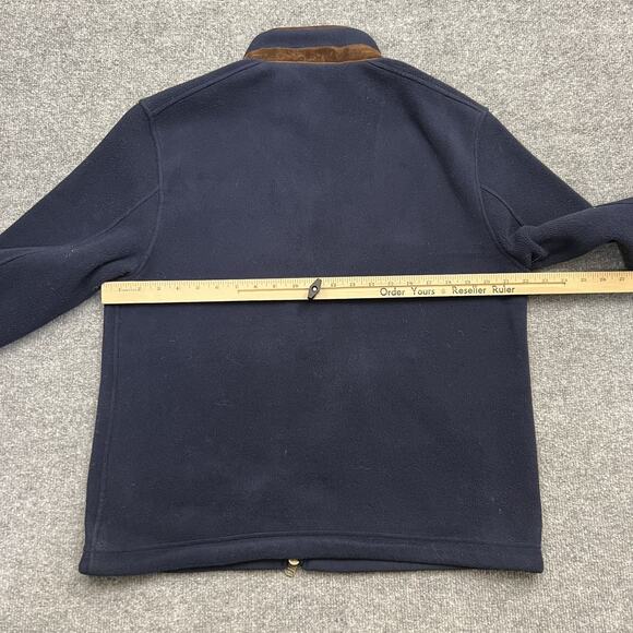 Polo Ralph Lauren Jacket Mens Large Fleece Full Zip Leather Trim Outdoor Coat - Picture 7 of 8